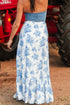 Boho Floral High Waist Ruffle Split Maxi Skirt